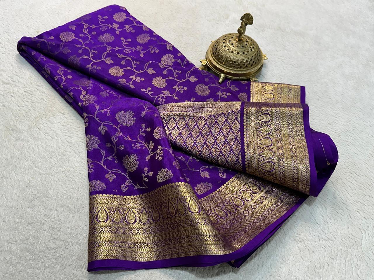 Elegance Redefined: Silk Brocade Saree with Exquisite Gold & Silver Zari Weaving