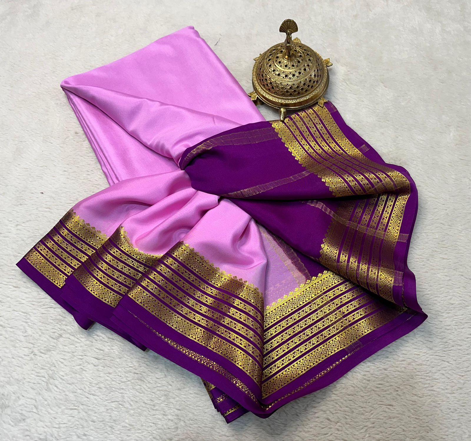Opulent Weaves: Pure Mysore Silk Saree with Rich Contrast Borders