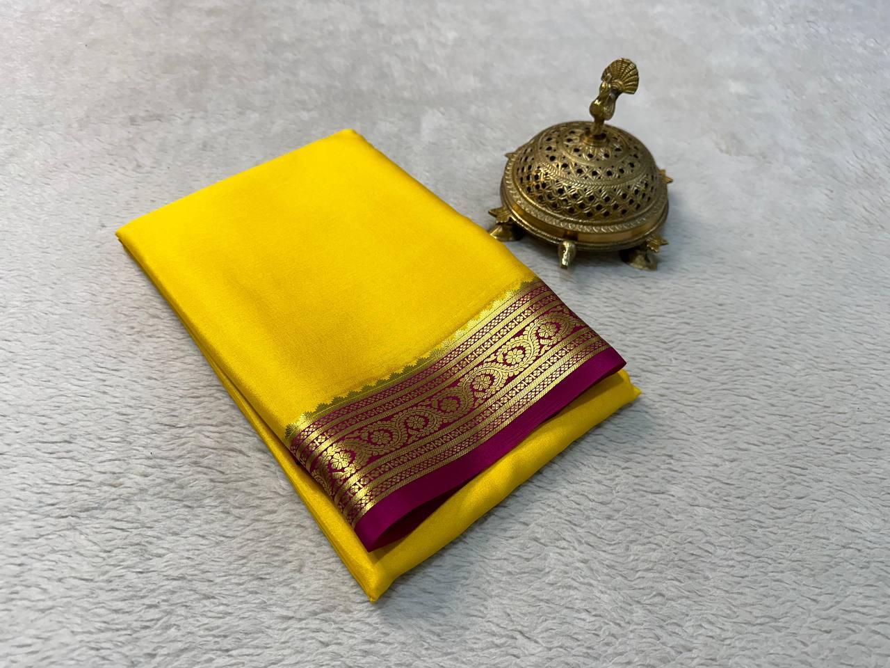 Elevate Your Style: Pure Mysore Silk Saree in Stunning Contrasts