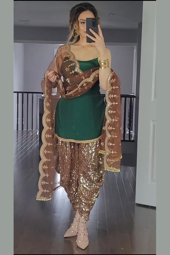 Partywear Dhoti Kurta Suit for Women Punjabi Dress.