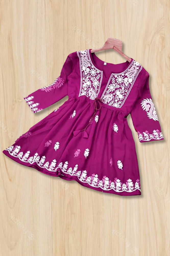 Magenta Embroidered Tunic