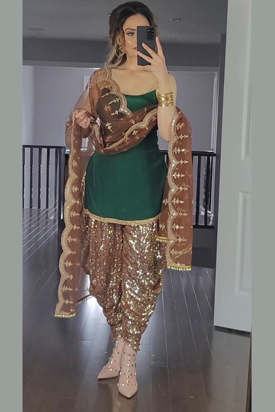 Partywear Dhoti Kurta Suit for Women Punjabi Dress.