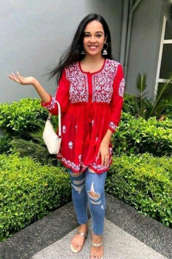 Red Casual Wear Stylish Tunic