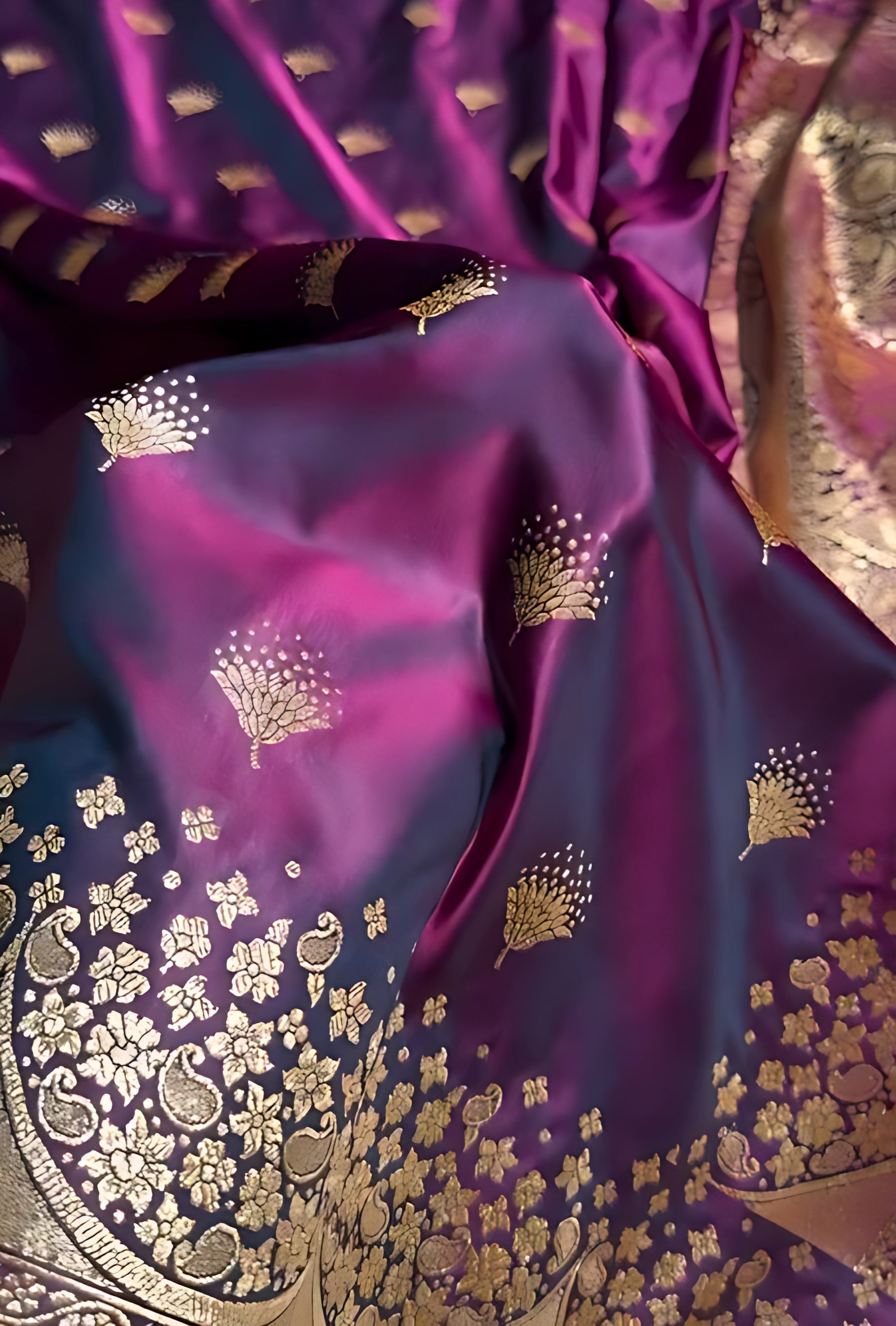 Marron Color Satin Silk Saree With Border