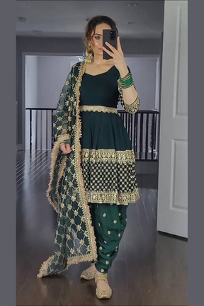 Punjabi suit with a dhoti salwar and short tunic kameez