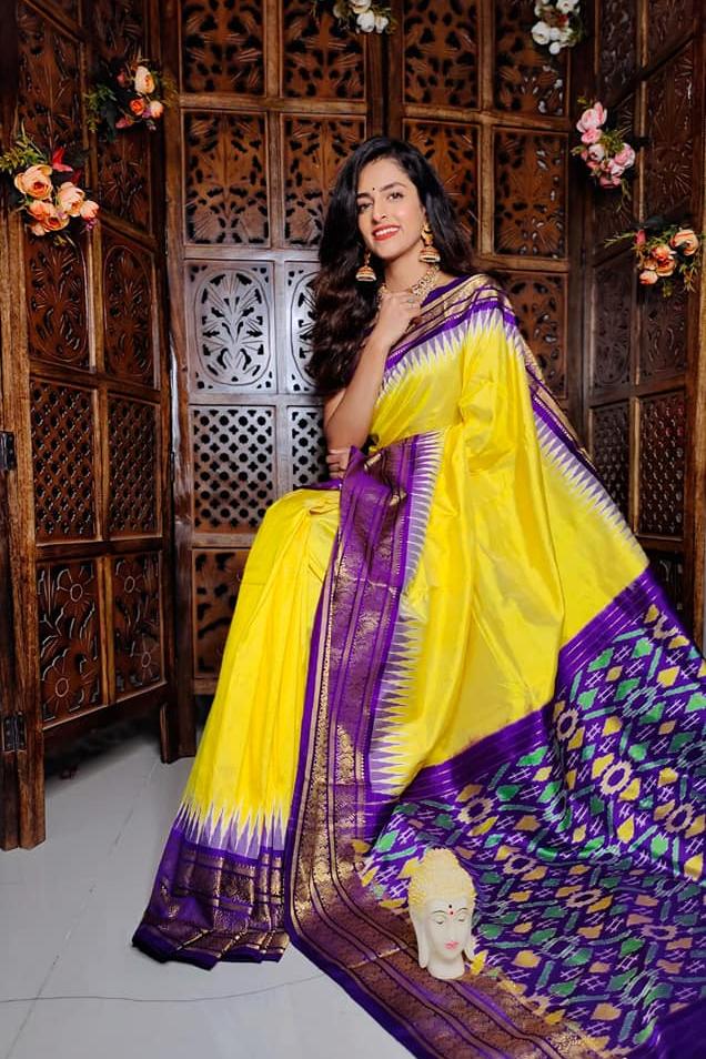 Yellow Handloom Soft Silk Saree