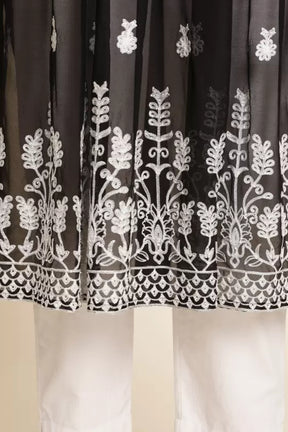 Black Cotton Embroidered Tunic