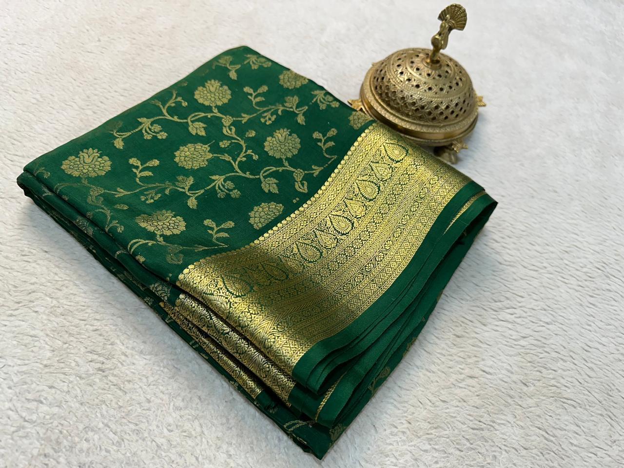 Elegance Redefined: Silk Brocade Saree with Exquisite Gold & Silver Zari Weaving