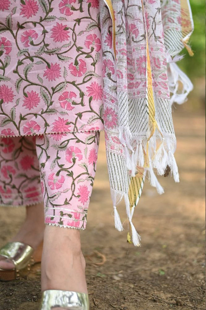 Readymade Cotton Printed Kurta Pant (Kurti Pant or Kameez Pant) Set for  Women L Size - Prabha Threads