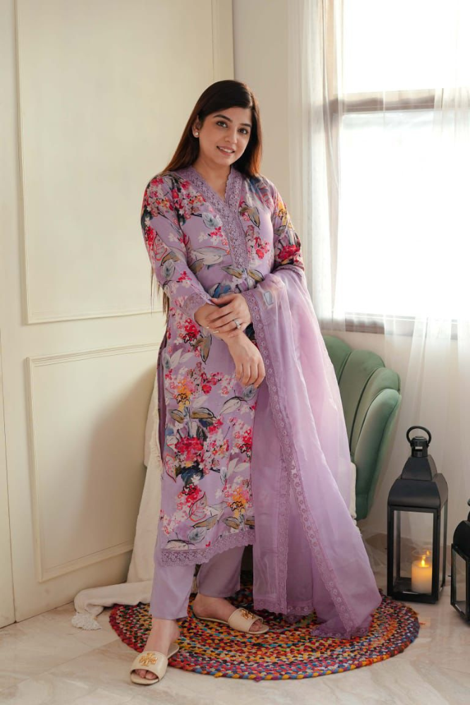 Multi colour Georgette kurti set with dupatta