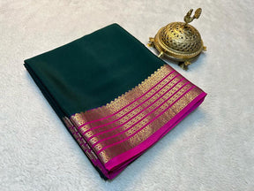 Exclusive Zari Border Green Colour Plain Mysore Silk Saree