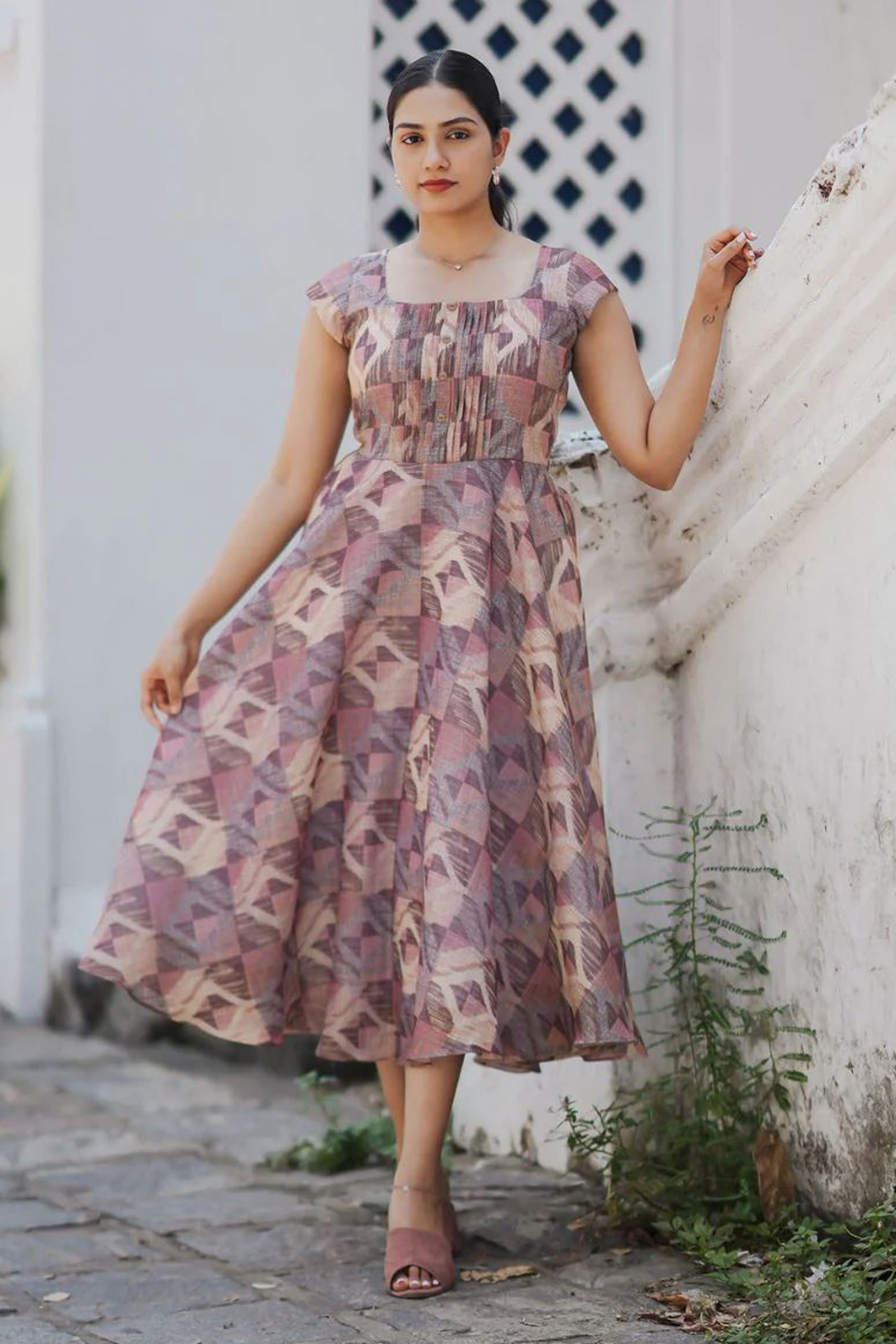 Premium Women's Multicolour Tissue Dress for Weddings & Festive Wear