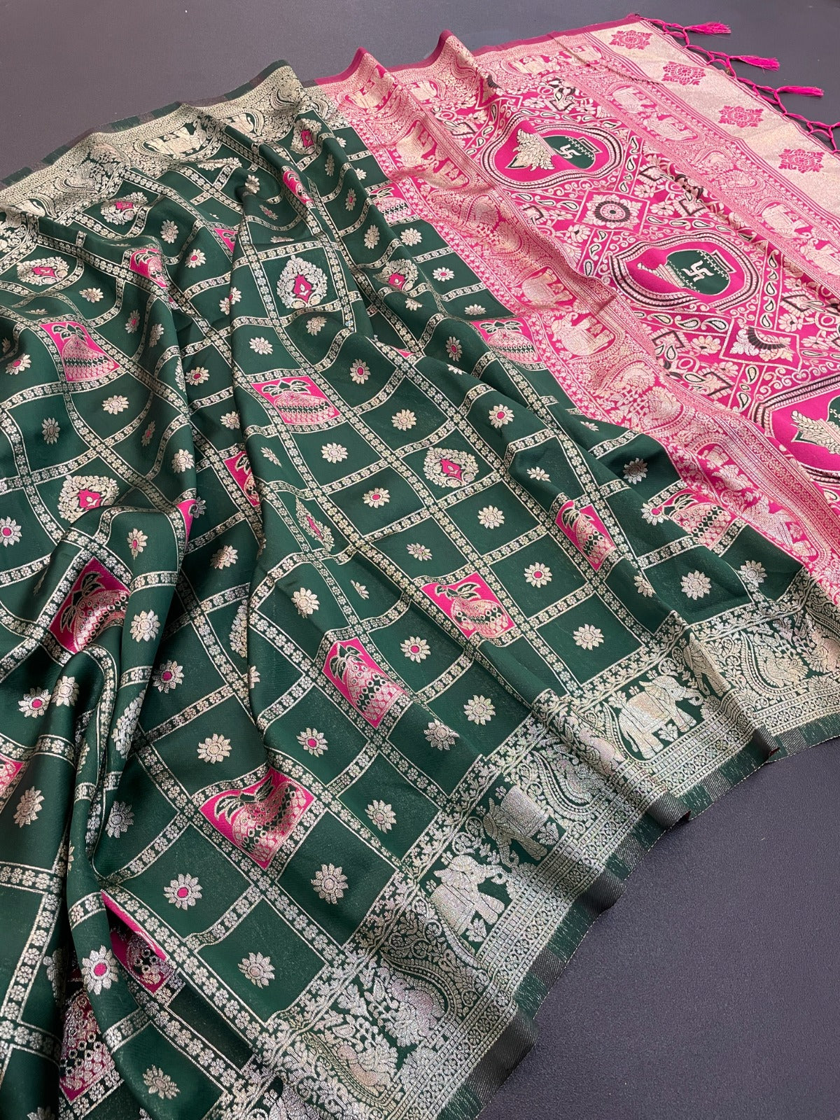 Traditional Banarasi Soft Silk Saree with Rich Zari Border