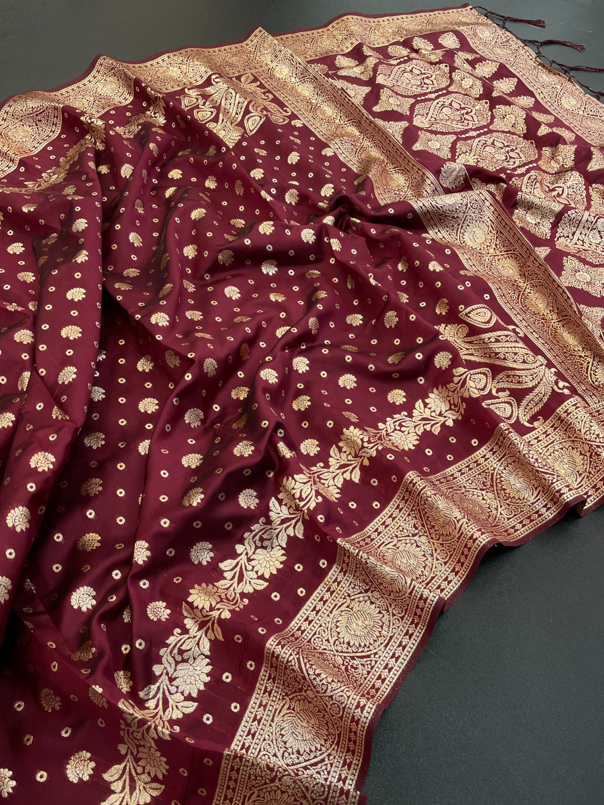 Banarasi Soft Silk Saree with Embossed Meenakari Pattern
