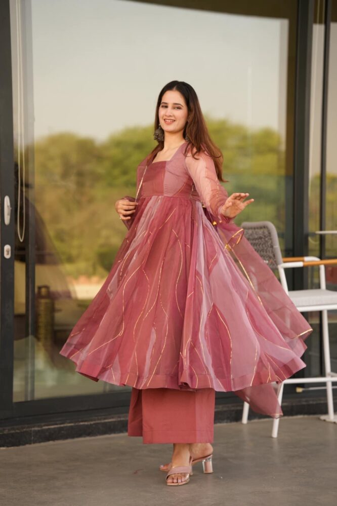 festival wear orgenza anarkali suit set