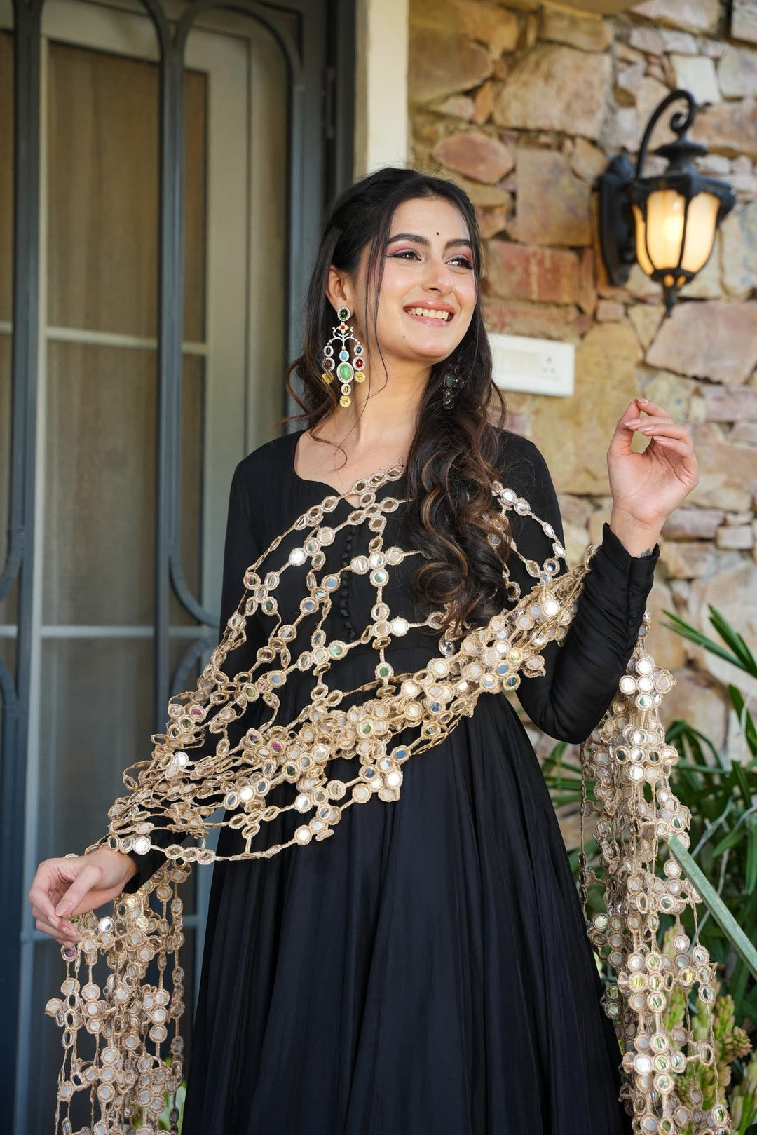 Georgette indo western gown.