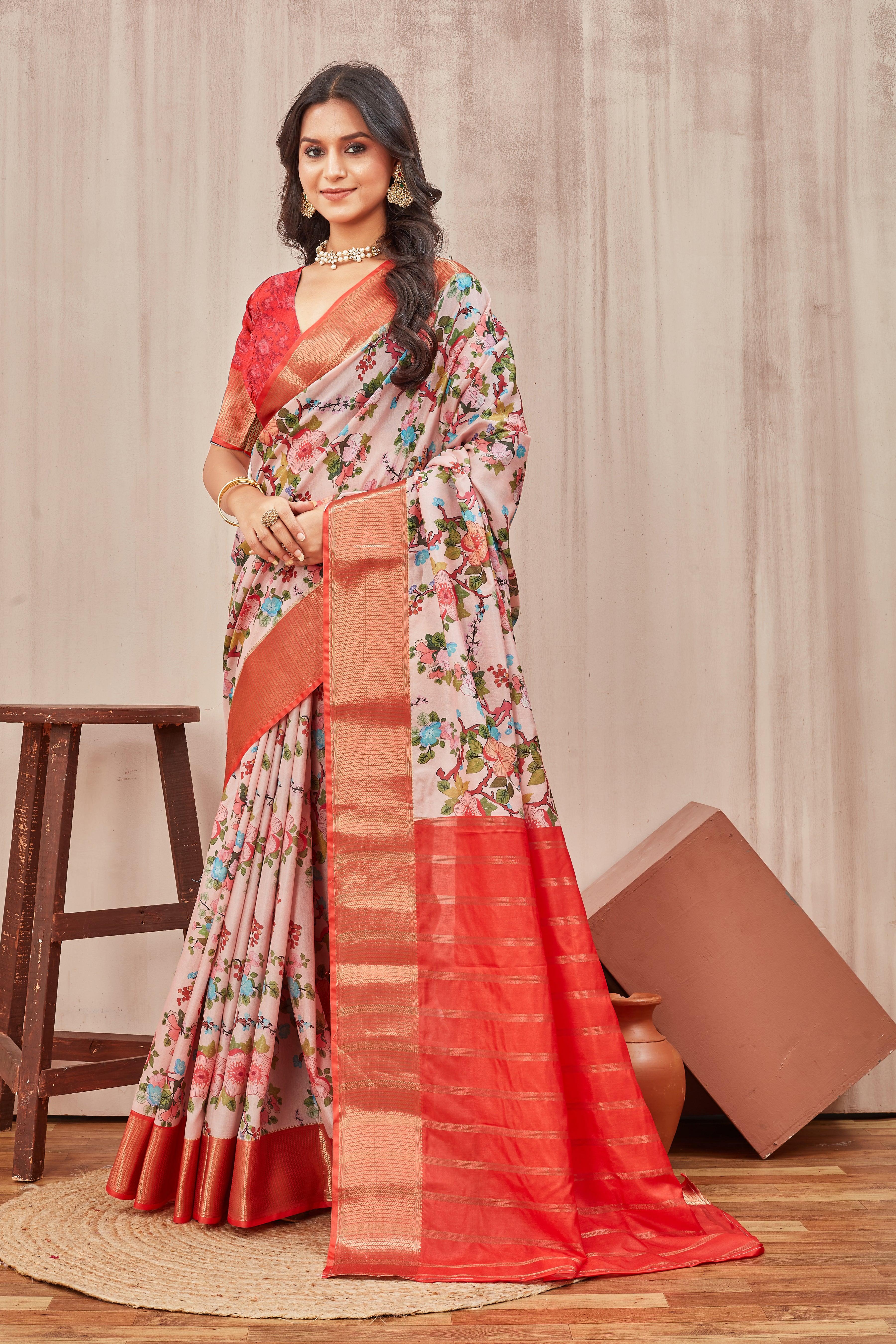 Digital mordern printed soft silk sarees