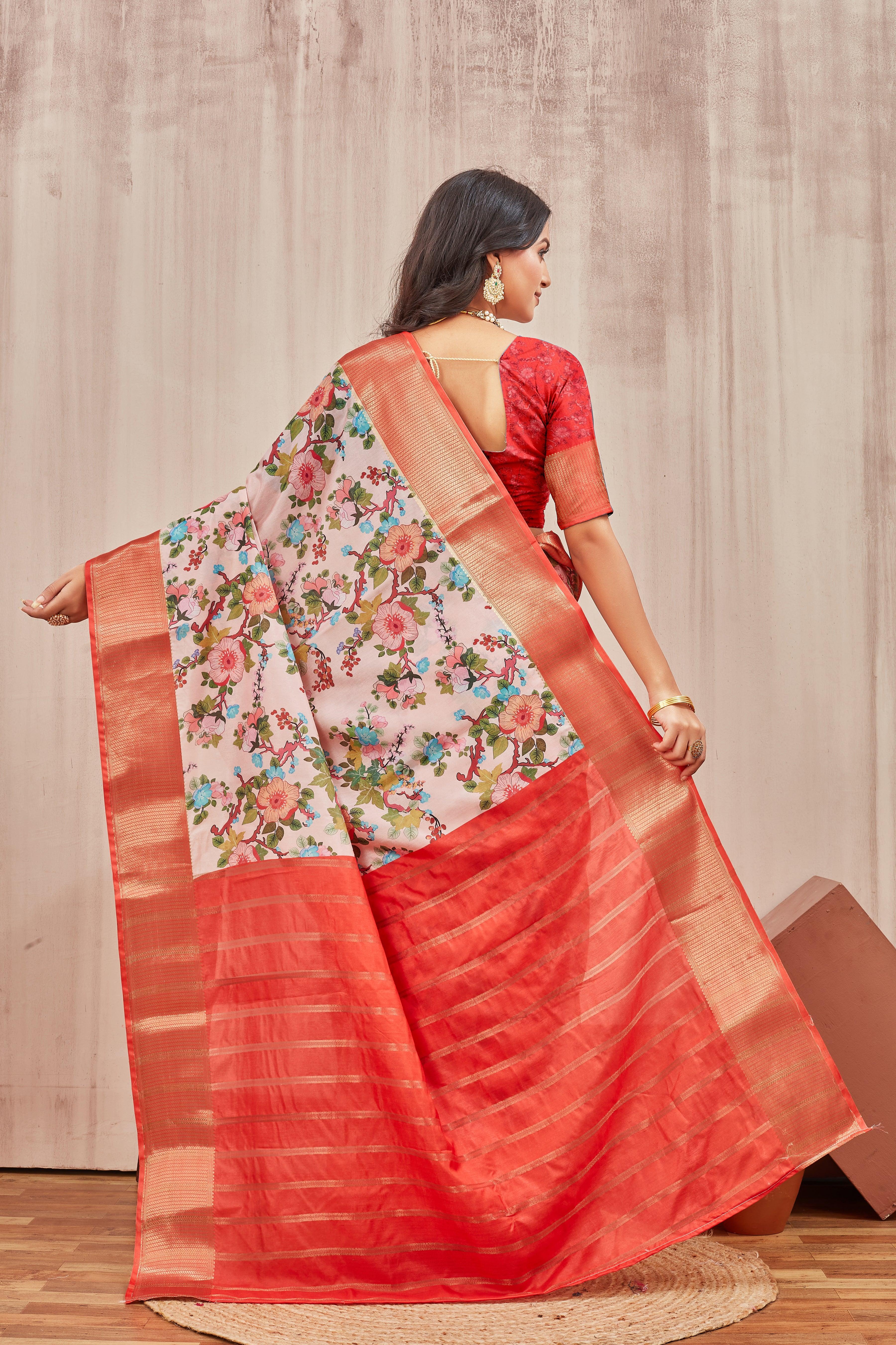 Digital mordern printed soft silk sarees