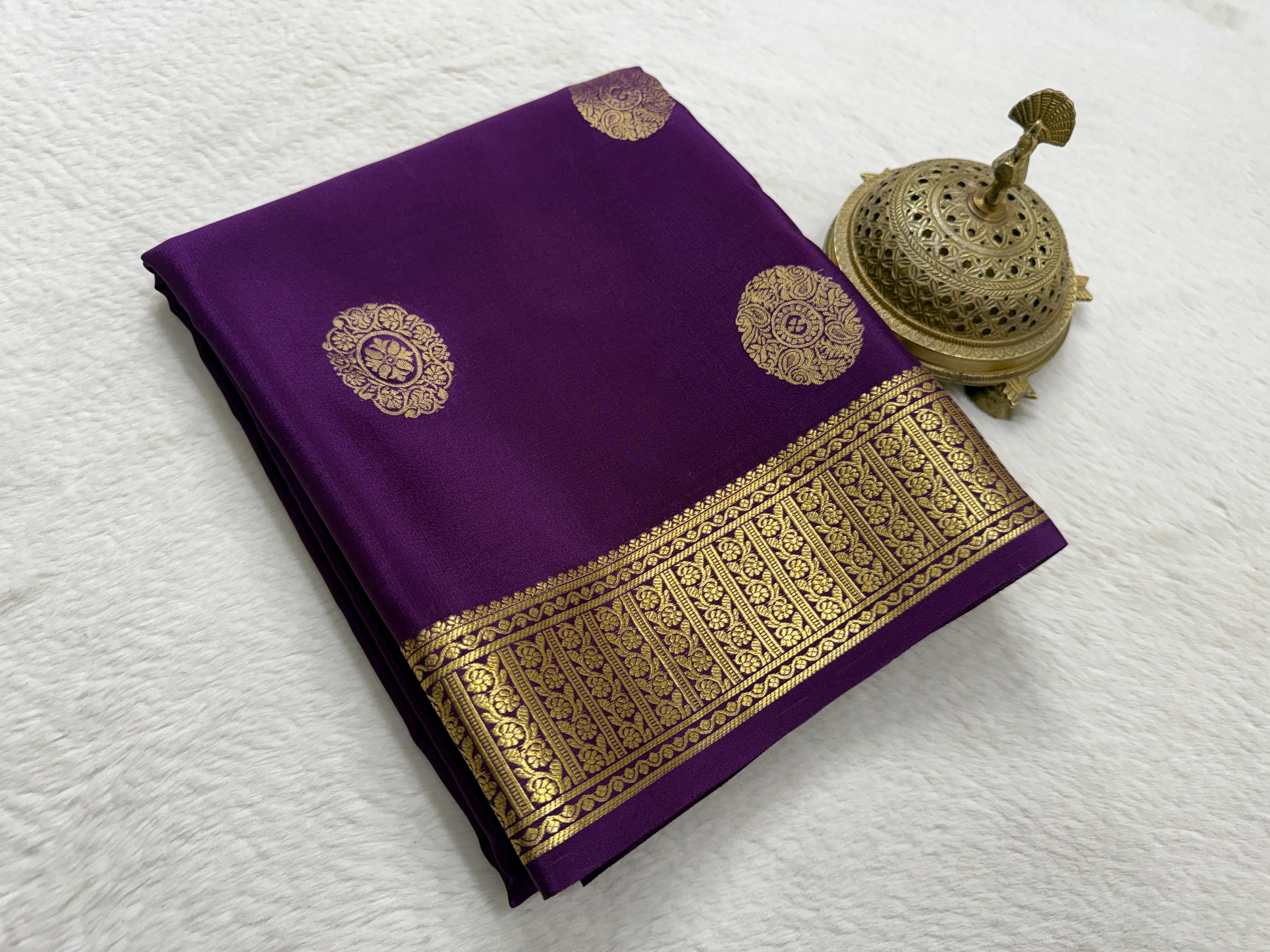 Premium Semi Crepe Silk Saree with Rich Pallu & Floral Motifs for Weddings & Festive Wear