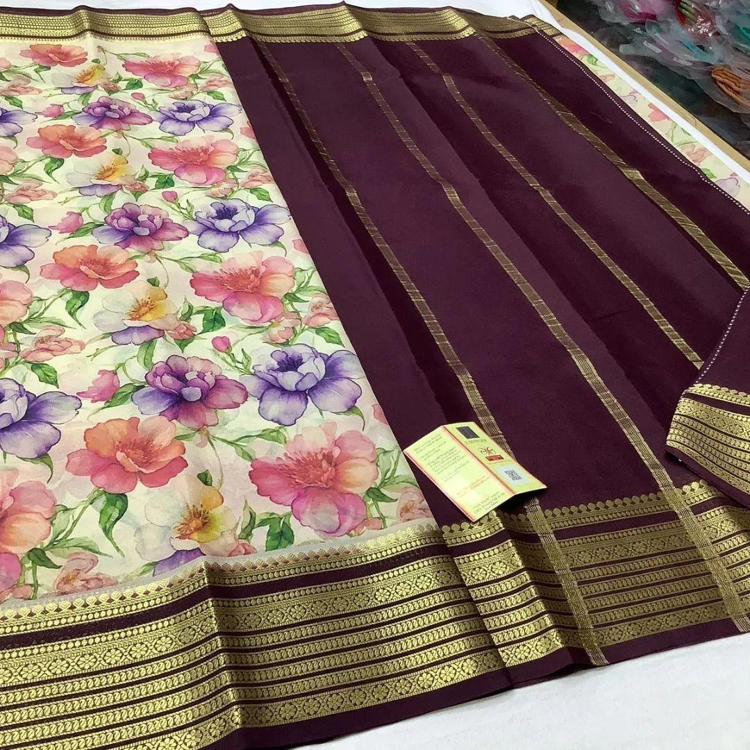 Premium Mysore Printed Crepe Silk Sarees with Exquisite Designs for Weddings & Festive Wear
