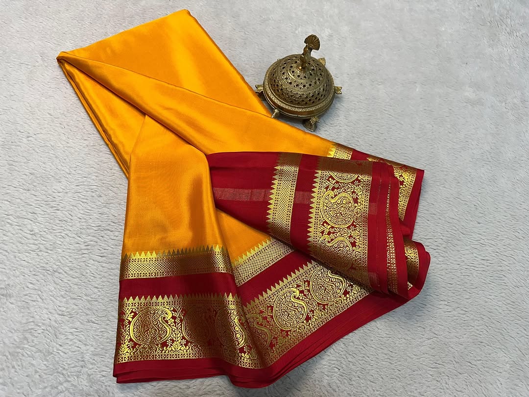 Mesmerize in Mysore Silk: Mango Bentex Border and Line Pallu