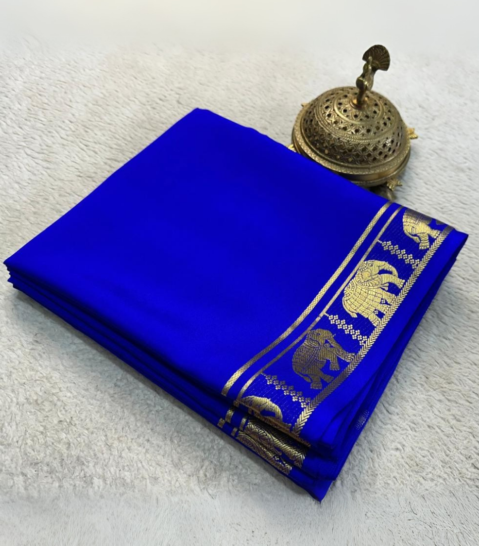 Royal Blue Soft Mysore Silk Saree For Wedding