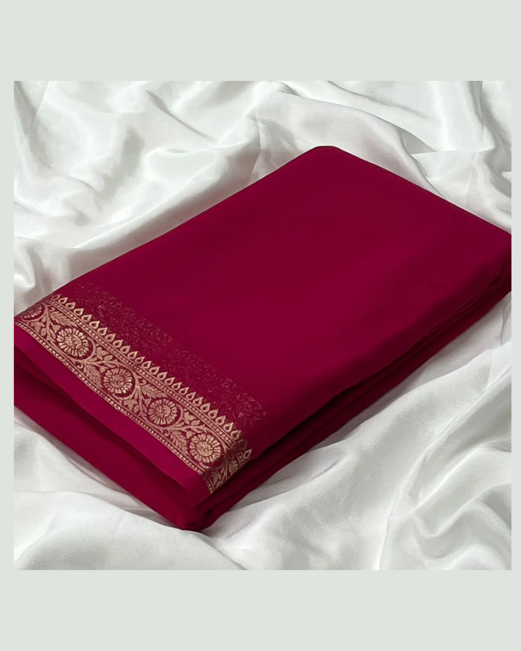 GORGEOUS Mysore Silk Sarees In Beautiful Zari Border In Rani  Colours!