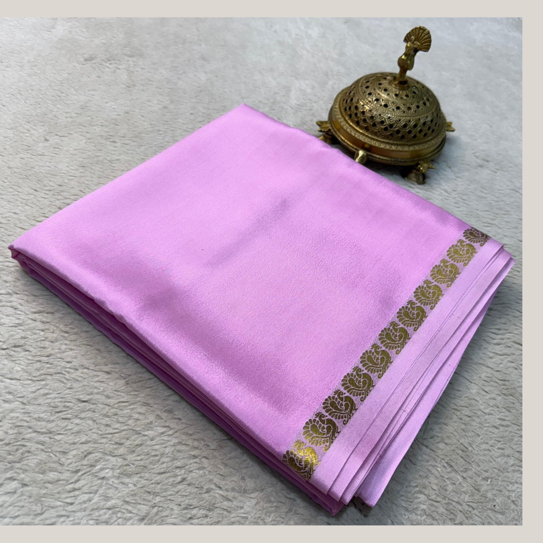 Mysore crepe light lavender purple saree with blouse