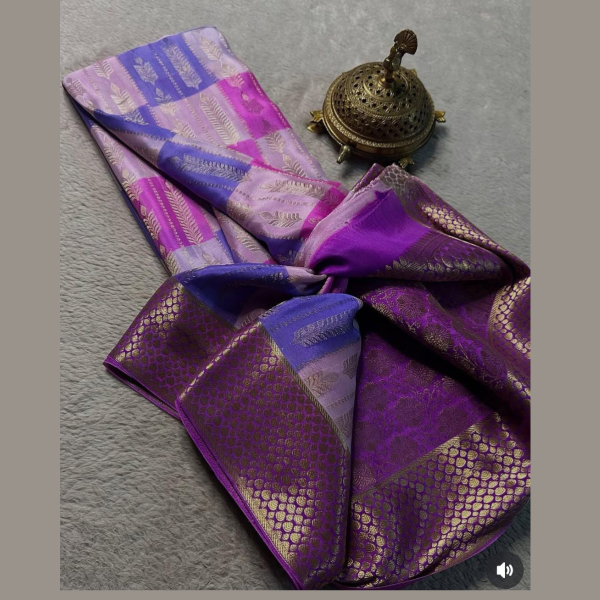 Purple  Brocde Zariwork Pure Mysore Silk Saree