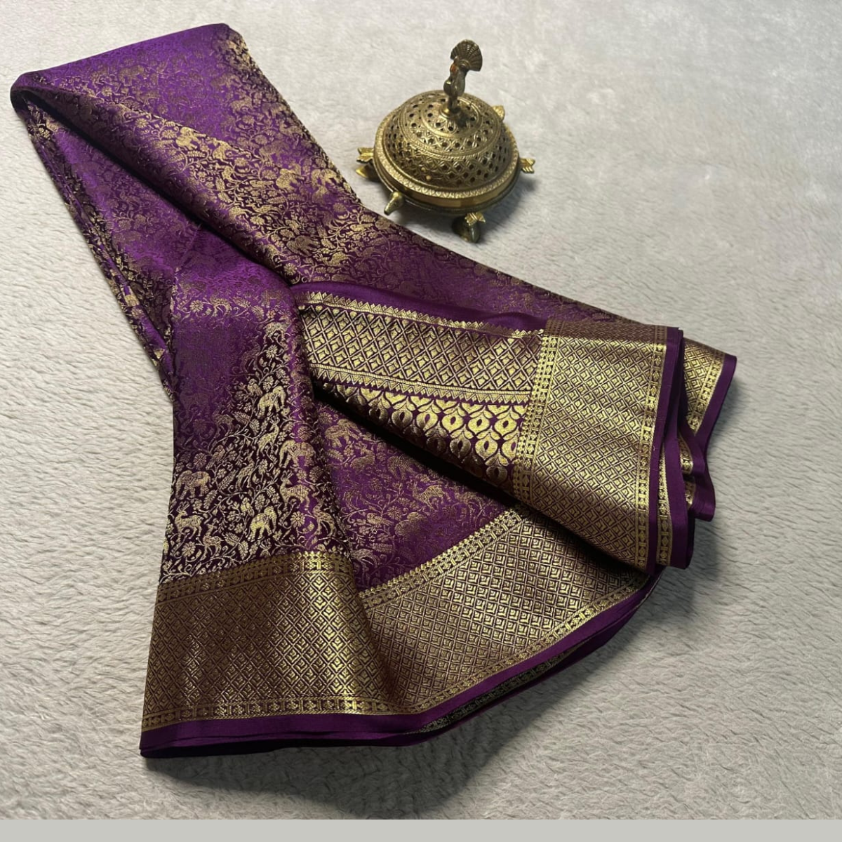 Dark Purple Mysore Soft Silk saree