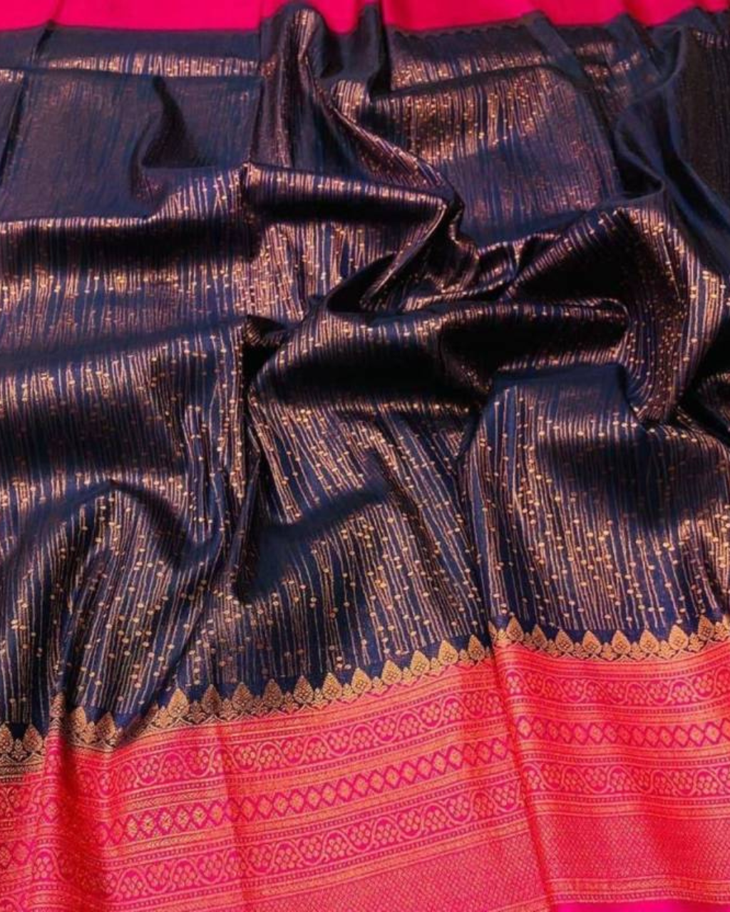 Blue and Rani Pink Soft Silk Saree