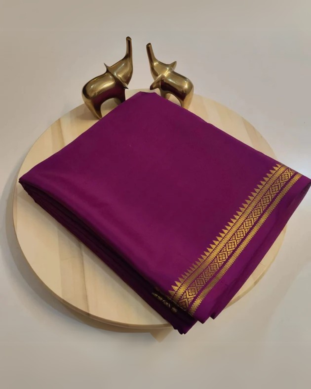 Purple Soft Silk Saree with Zari Border