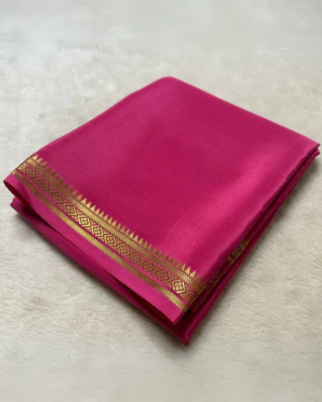 Pink Mysore Silk Zari Work Saree