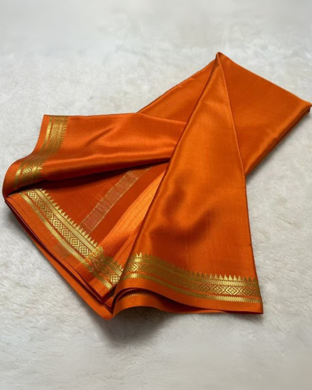 Orange Soft Silk Zari Border Fancy Saree