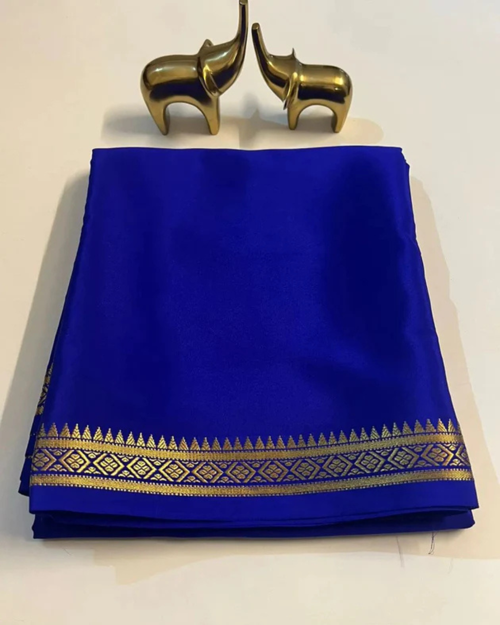 Blue Mysore Silk Saree with Fancy Zari Border