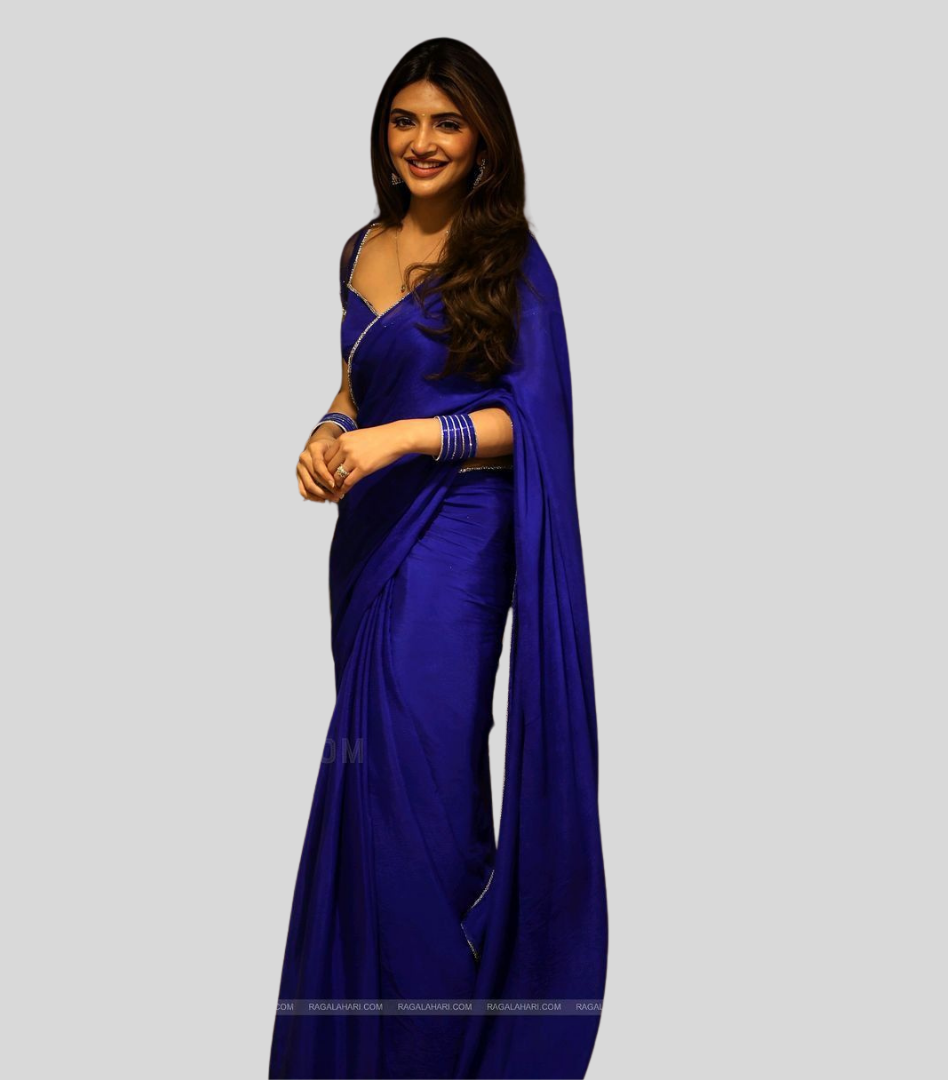 Blue Color Heavy Georgette Fancy  Saree