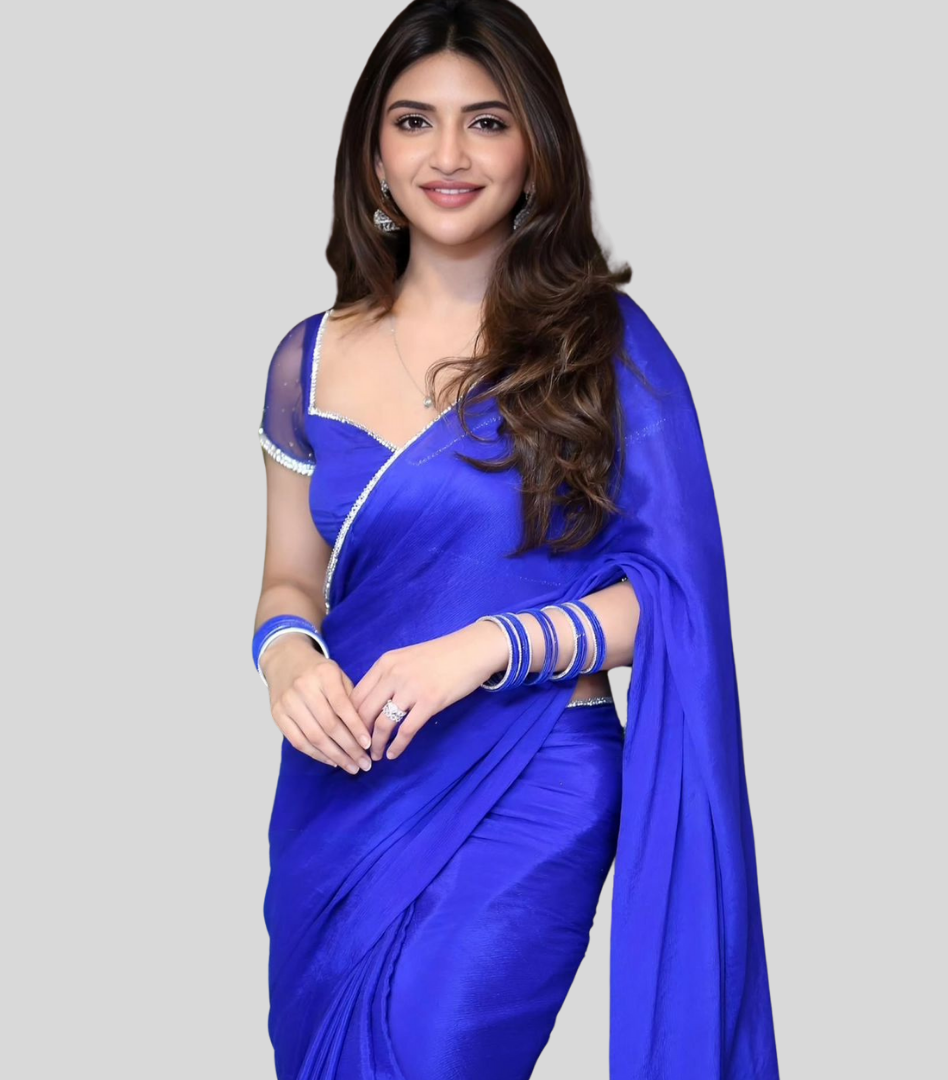 Blue Color Heavy Georgette Fancy  Saree