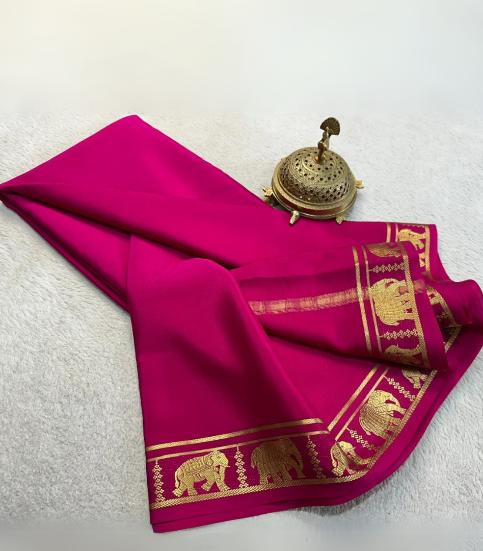 Pink Women Mysore Silk Saree With Blouse