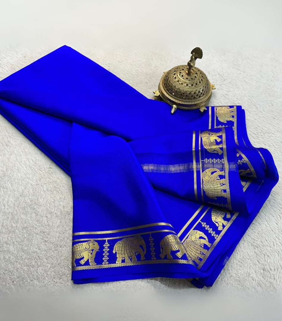 Royal Blue Soft Mysore Silk Saree For Wedding