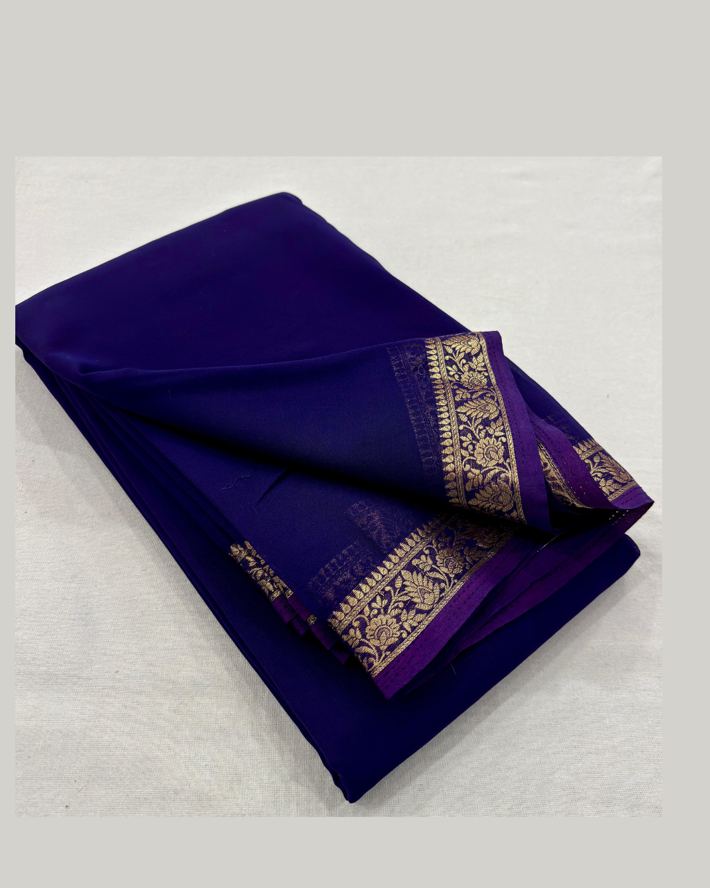 Blue Mysore Crepe Saree  with Blouse