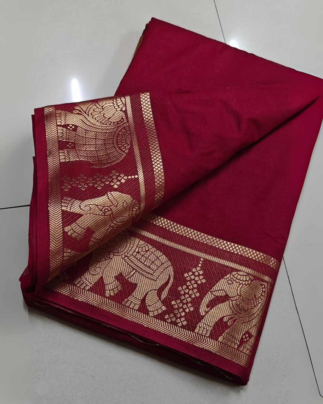 Maroon Stunning Mysore Saree with Designer Golden Work