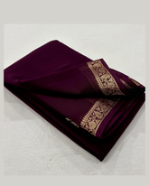 Wine colour Semi Silk Saree With Contrast Blouse