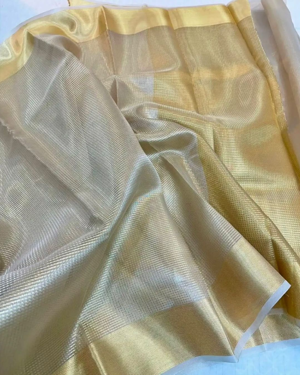 Golden Tissue Banarasi Silk Saree Wedding Wear