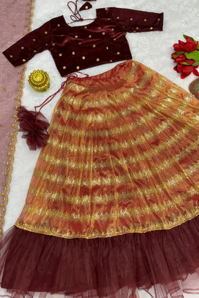 Golden lehenga choli with dupatta