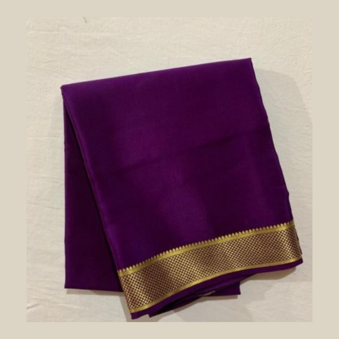 Purple Plane Mysore Silk Saree with Blouse .