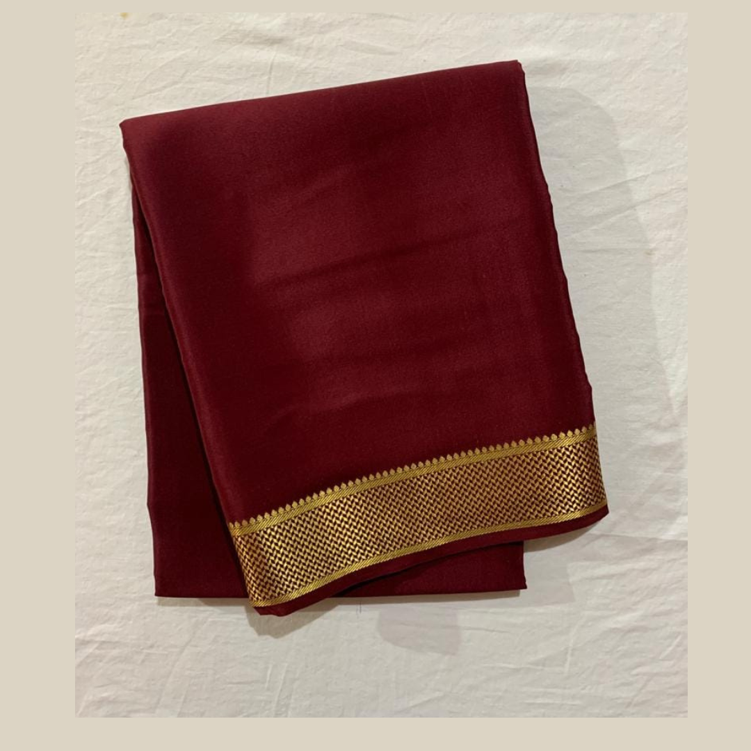 Maroon Pure Mysore crepe silk sarees