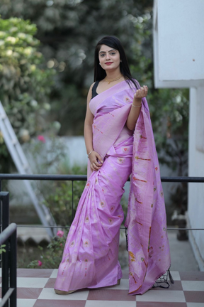 Baby Pink pure soft silk saree with Blouse.