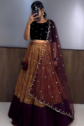 Golden lehenga choli with dupatta