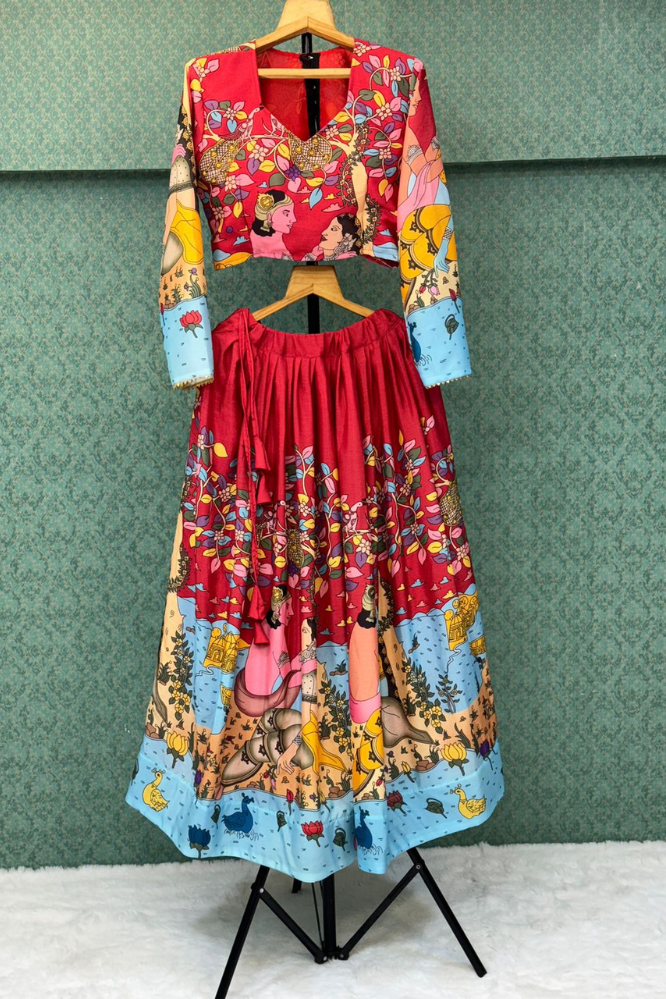 Marron color  Printed Party Wear Lehenga choli