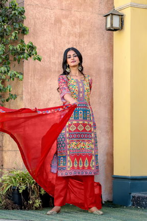 Pakistani Maslin Printed Kurti Set with Dupatta